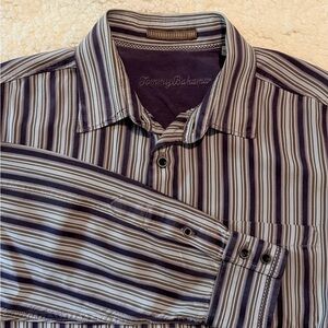 Tommy Bahama Men’s 100% Silk Shirt Long Sleeve LARGE Embroidered Label